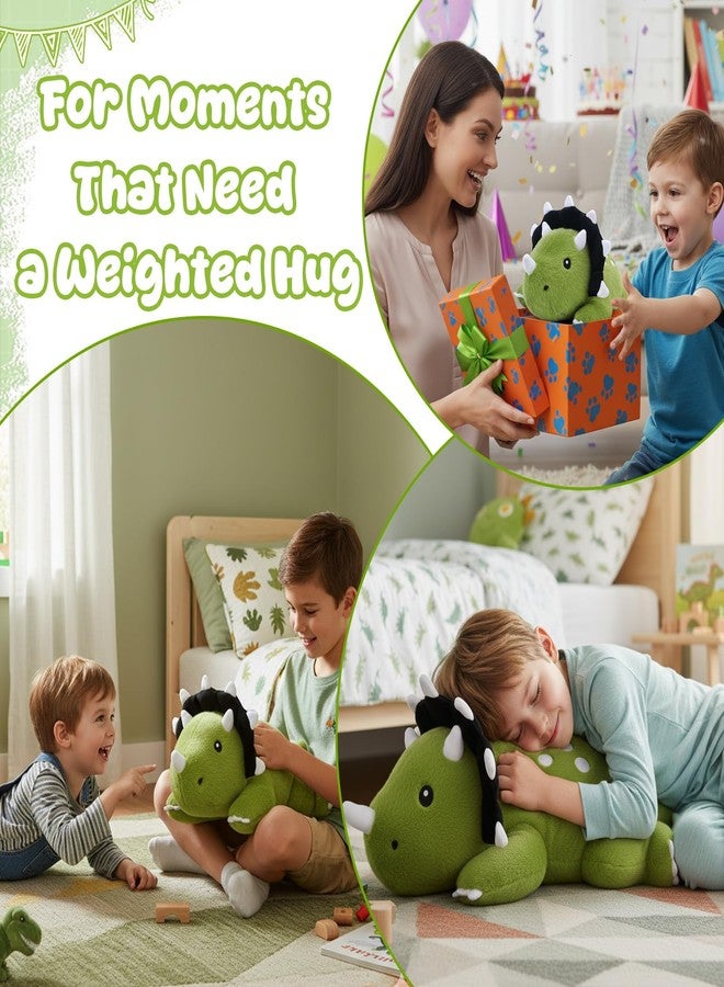 SQEQE دمية ديناصور ترايسيراتوبس محشوة بوزن من SQEQE، ديناصور محشو بوزن مناسب للعناق المريح، وسادة لعبة ناعمة هدية للأطفال، زينة عيد الميلاد والكريسماس، 9.8 بوصة، 0.8 رطل - Image 5